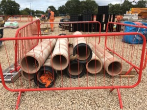 Drainage piped on telehandler