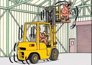 Fall from forklift truck