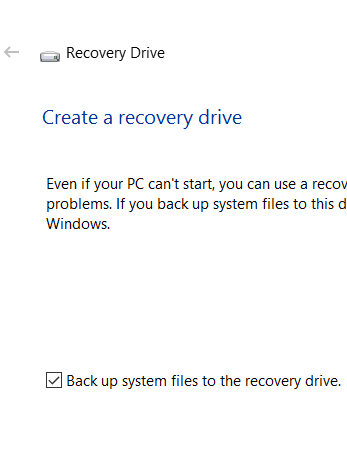 creat a recovery drive