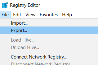 registry export