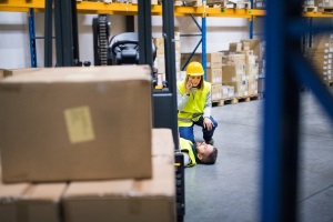 Accident involving forklift truck