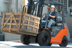 Forklifts on ramps