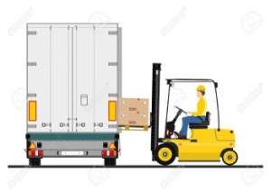 lorry loading with a forklift truck