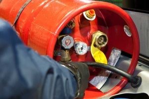 L P Gas bottle on forklift truck