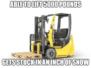 Forklift in snow