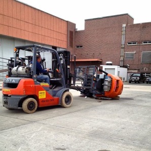 overturned forklifts