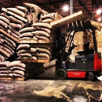 Forklift too close to stack