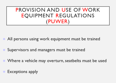 Provision and use of work equipment regulations