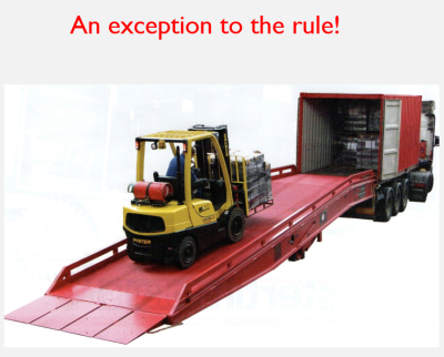 exception to gradient rules for forklift