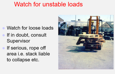unstable load on forklift