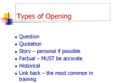 opening types