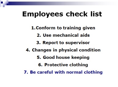 Employees check list