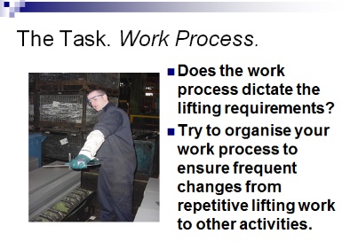 the task, the work process
